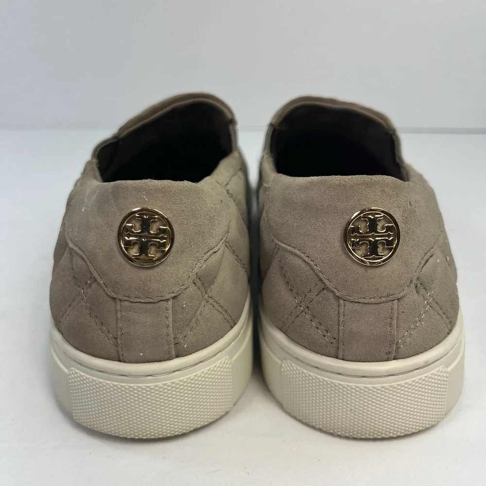Tory Burch Shoes Womens 9M Jesse Slip On Shoes Quilted Grey Suede Casual